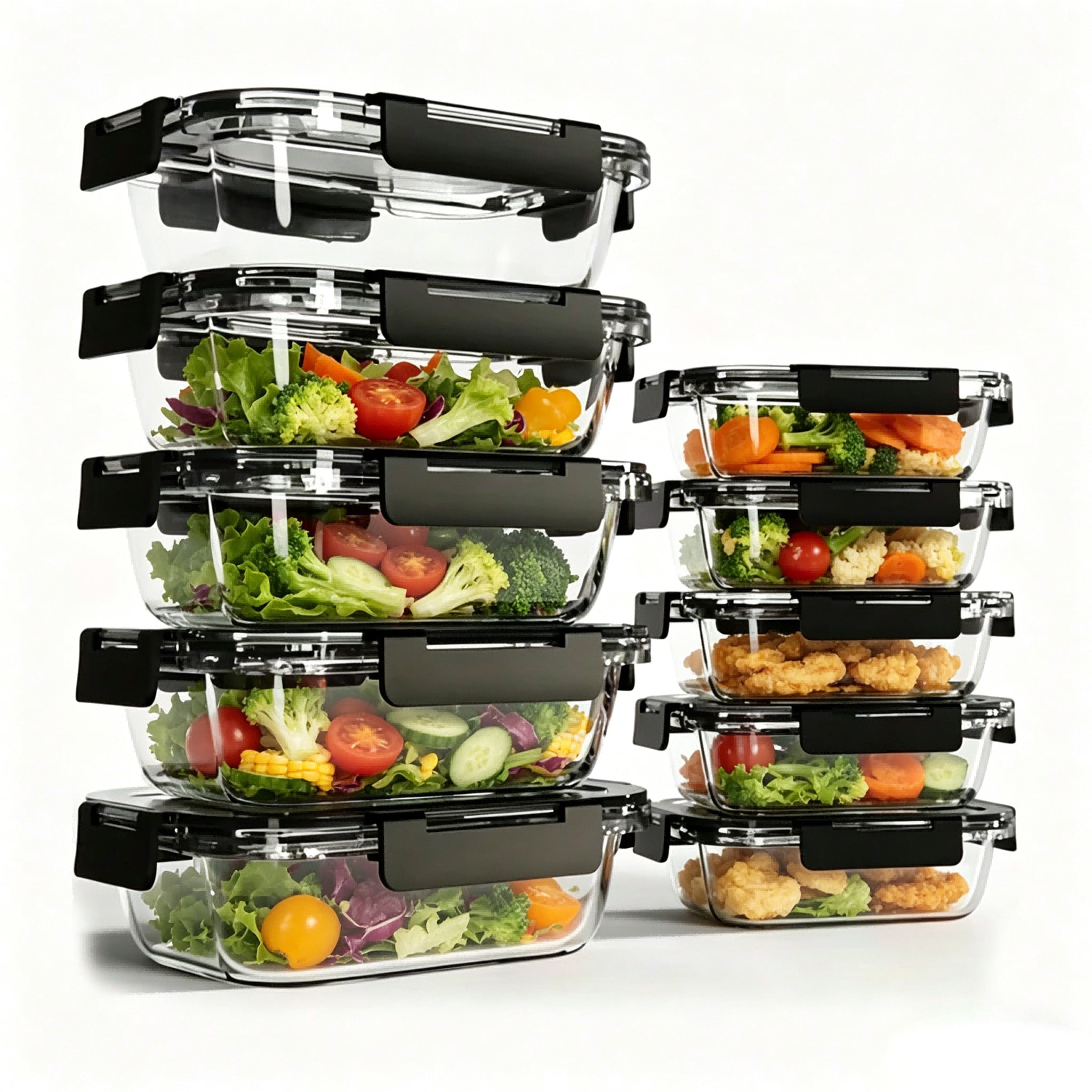Meal Prep Glass Containers Oven Safe - Lot de 10 récipients en verre