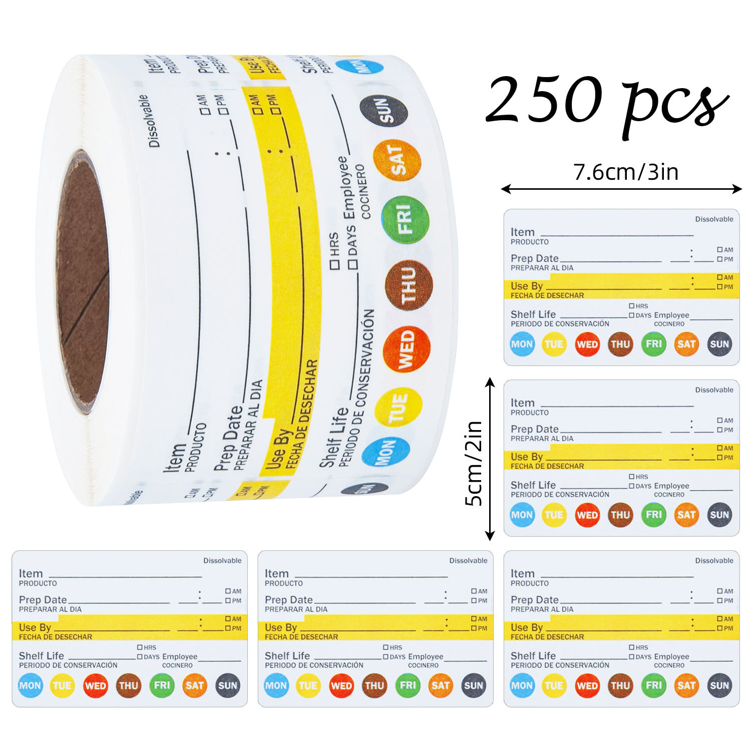Meal Prep Dinners - 250 étiquettes alimentaires par rouleau, autocollants