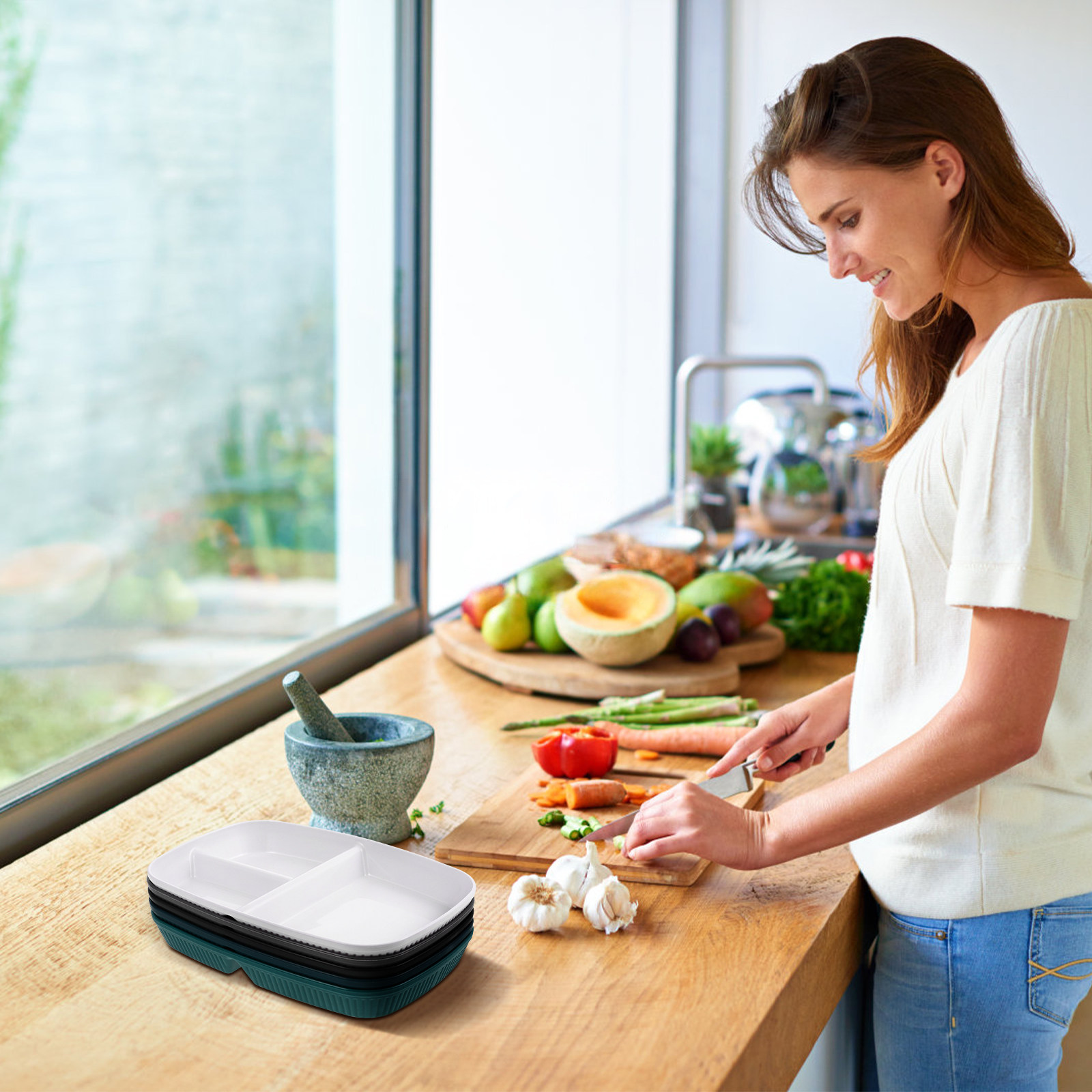 Meal Prep Diet - Lot de 5 assiettes repas compartimentées
