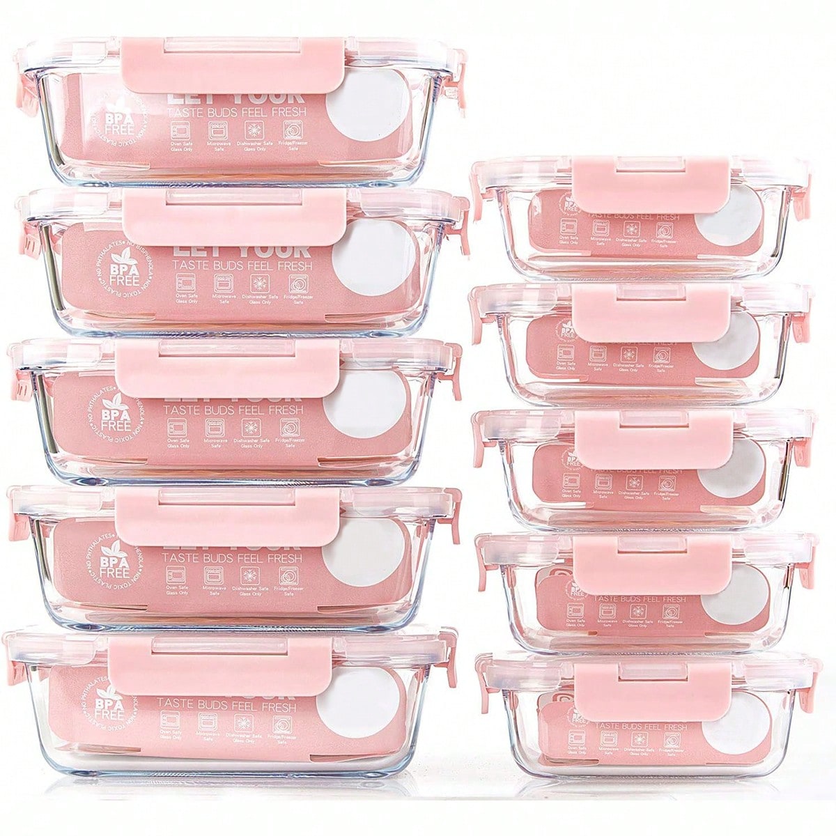 Meal Prep Glass Containers Oven Safe - Lot de 10 récipients en verre