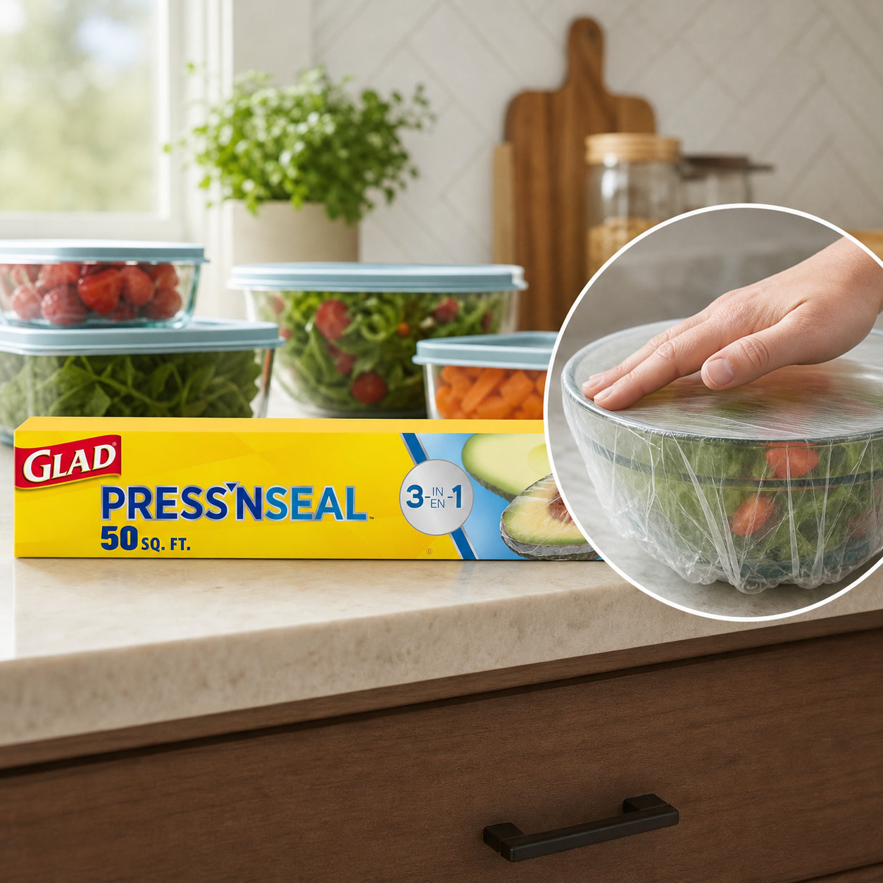 Meal Prep Wraps - Film alimentaire transparent à presser et