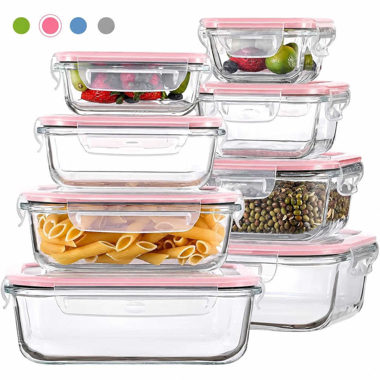 Meal Prep Glass Containers Oven Safe - Ensemble de 8/12 contenants de stockage