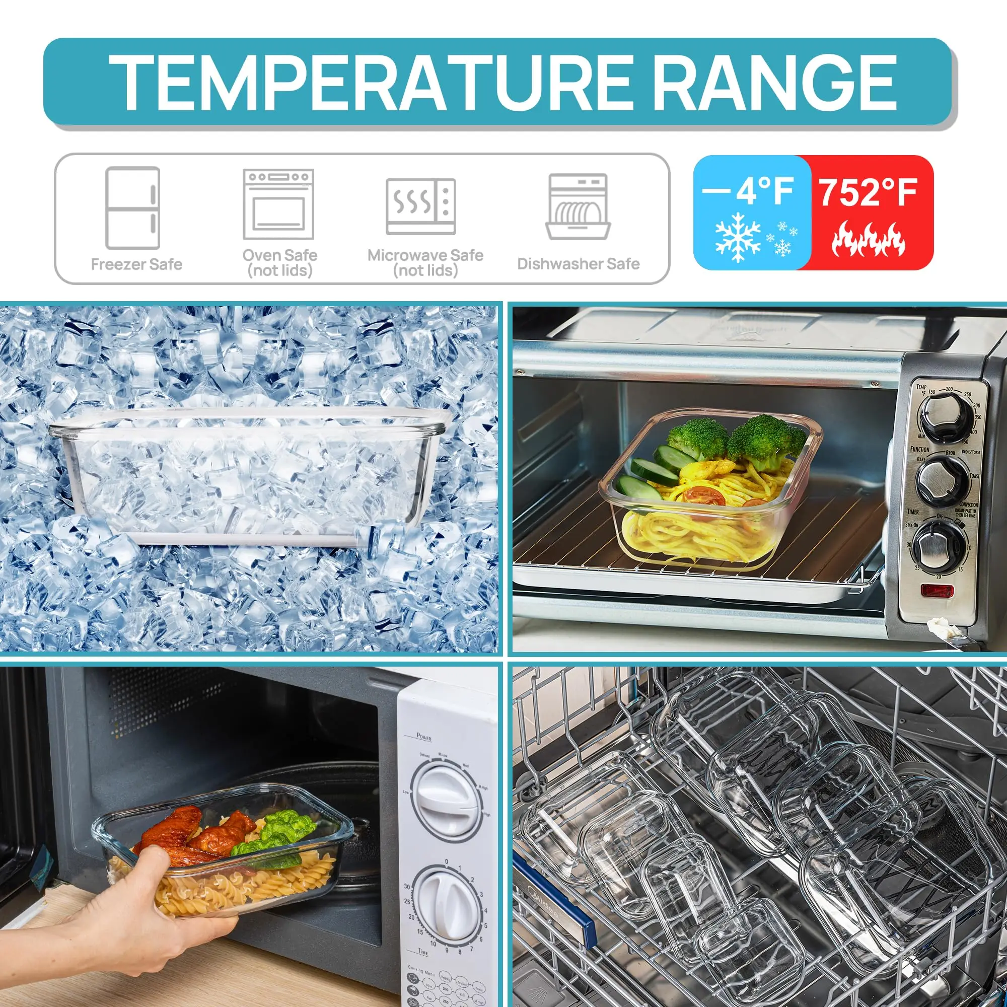 Boîte à déjeuner en verre, con - Meal Prep Glass Containers Oven Safe avis et prix
