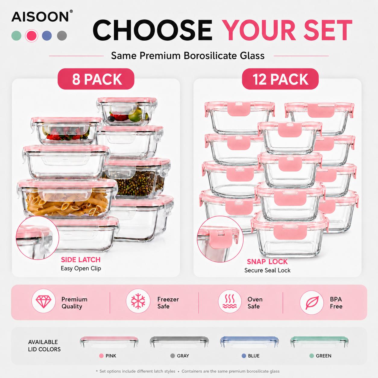 Ensemble de 8/12 contenants de - Meal Prep Glass Containers Oven Safe avis et prix