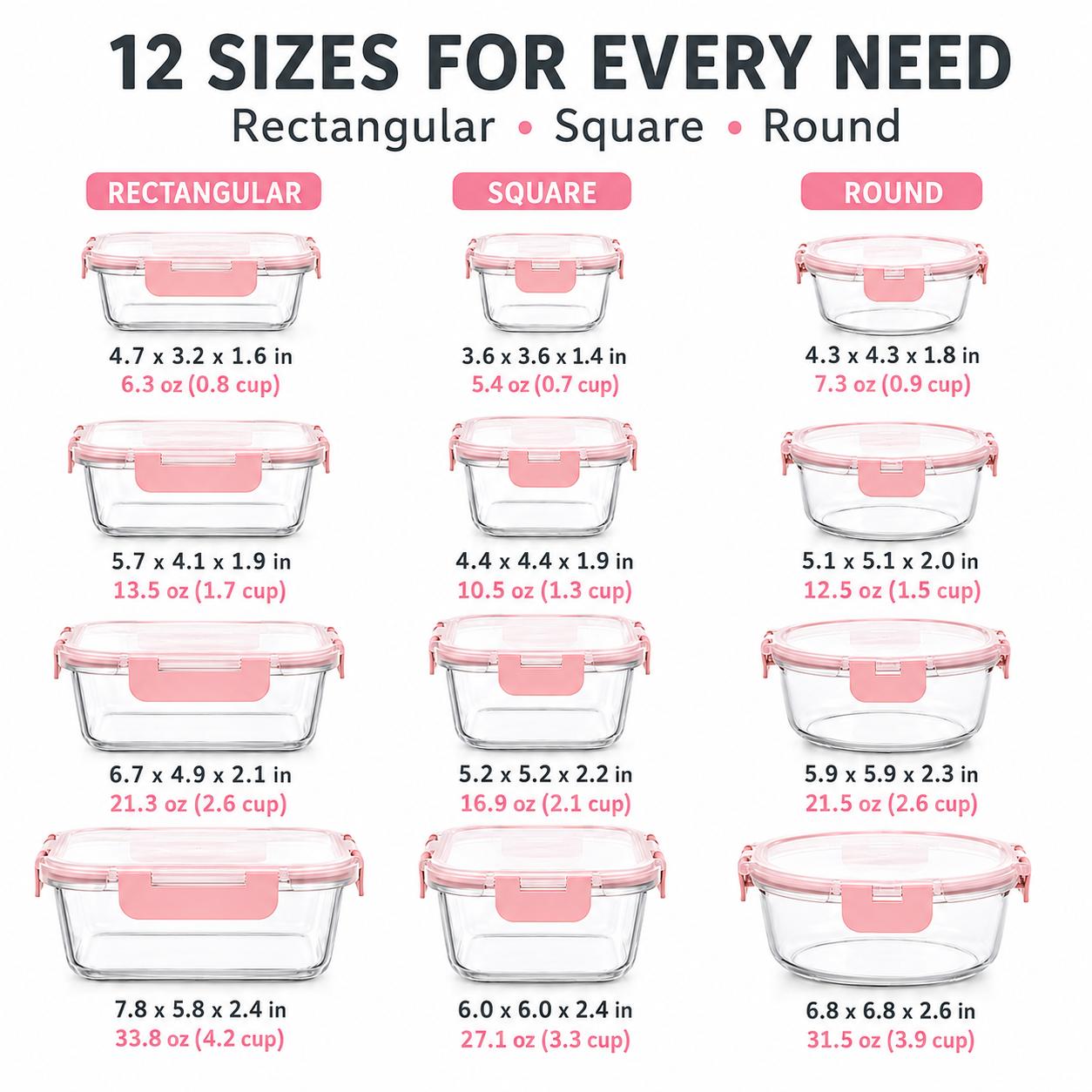 Ensemble de 8/12 contenants de - Meal Prep Glass Containers Oven Safe avis et prix